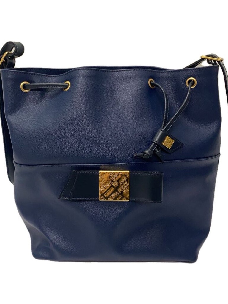 Nina Ricci #81 Navy Leather Shoulder Bucket Bag. Preloved Item Sold As Is.